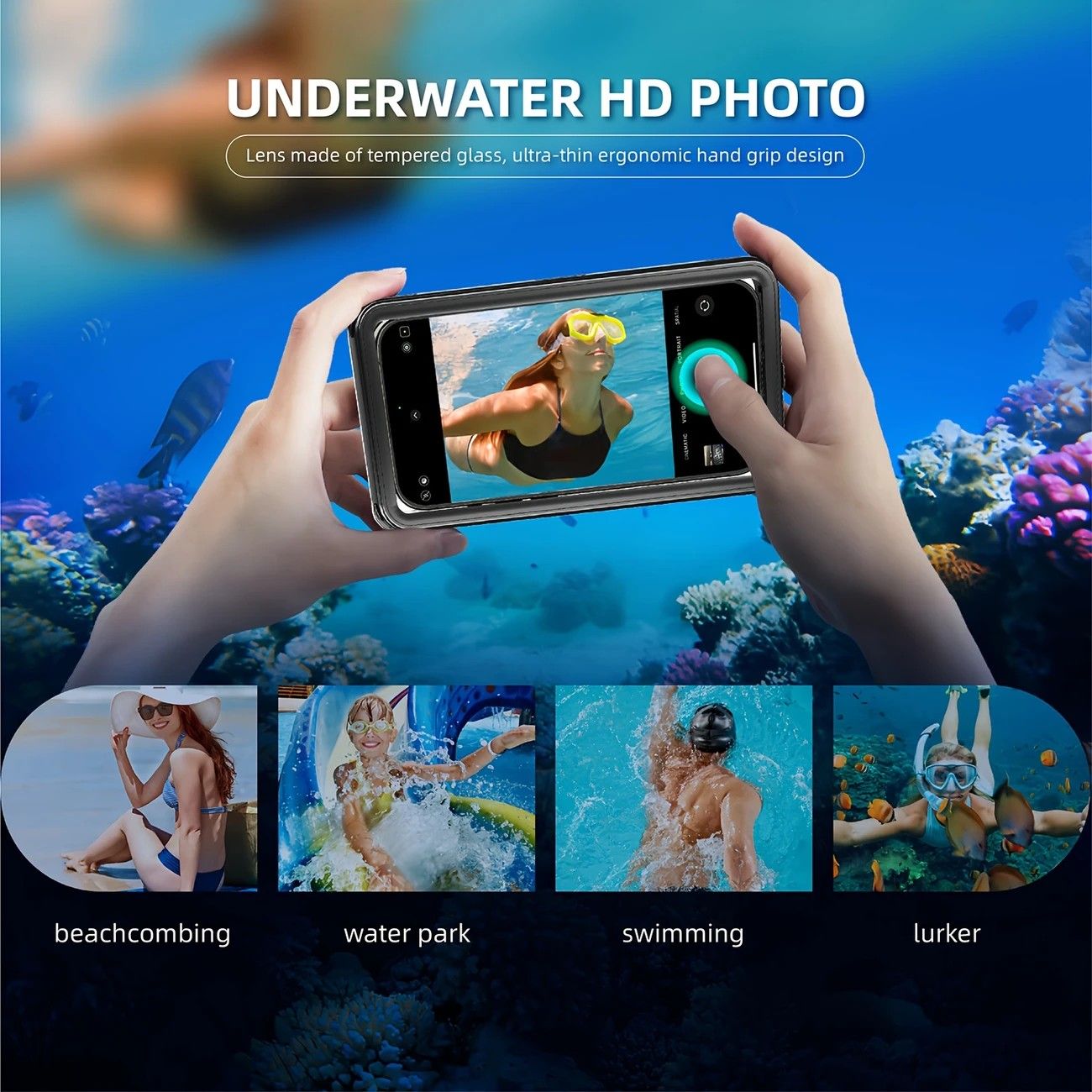 Newly Upgraded IPX8 Diving Phone Case, 15m Waterproof, 6.9-inch Universal, Surfing Swimming Underwater Photography, Shockproof and Scratch-Resistant.light blue