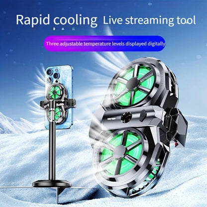 Semiconductor Cooling Fan Back Clip, Instant 3-Second Cooling, Large Area Heat Dissipation, Compatible with All Phone Models, Unobstructed Camera View for Live Streaming & Gaming.（Digital display model）
