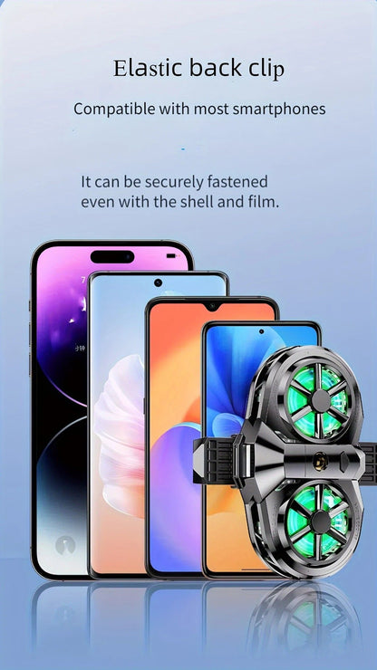 Semiconductor Cooling Fan Back Clip, Instant 3-Second Cooling, Large Area Heat Dissipation, Compatible with All Phone Models, Unobstructed Camera View for Live Streaming & Gaming.（Digital display model）
