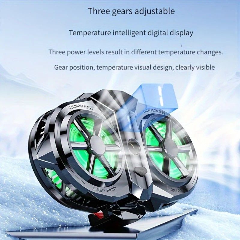 Semiconductor Cooling Fan Back Clip, Instant 3-Second Cooling, Large Area Heat Dissipation, Compatible with All Phone Models, Unobstructed Camera View for Live Streaming & Gaming.（Digital display model）