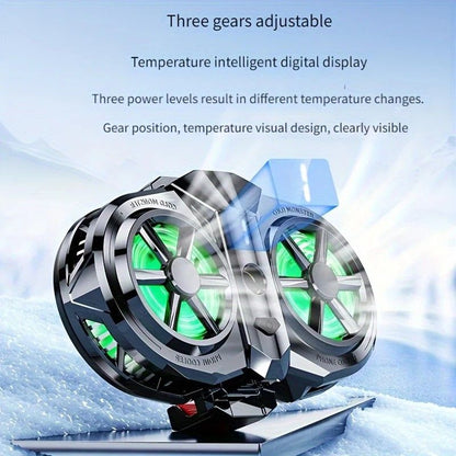 Semiconductor Cooling Fan Back Clip, Instant 3-Second Cooling, Large Area Heat Dissipation, Compatible with All Phone Models, Unobstructed Camera View for Live Streaming & Gaming.（Digital display model）