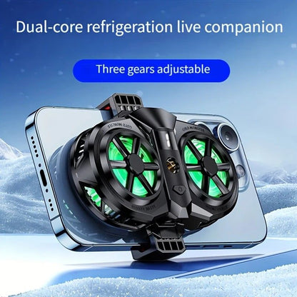 Semiconductor Cooling Fan Back Clip, Instant 3-Second Cooling, Large Area Heat Dissipation, Compatible with All Phone Models, Unobstructed Camera View for Live Streaming & Gaming.（Universal wheel payment）