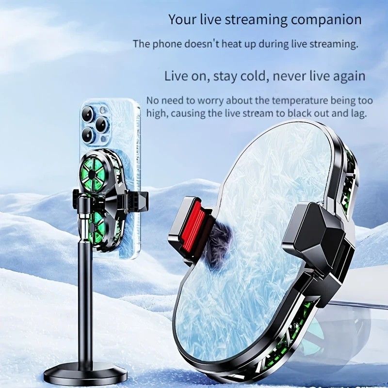 Semiconductor Cooling Fan Back Clip, Instant 3-Second Cooling, Large Area Heat Dissipation, Compatible with All Phone Models, Unobstructed Camera View for Live Streaming & Gaming.（Universal wheel payment）