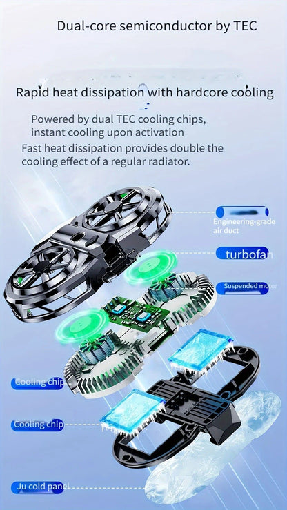 Semiconductor Cooling Fan Back Clip, Instant 3-Second Cooling, Large Area Heat Dissipation, Compatible with All Phone Models, Unobstructed Camera View for Live Streaming & Gaming.（Universal wheel payment）