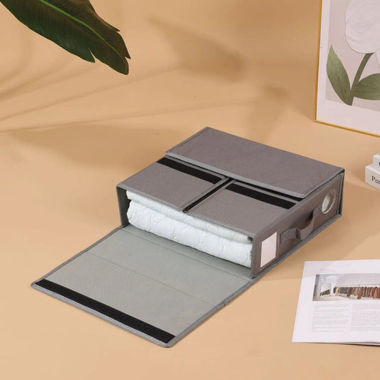 Foldable Bed Sheet Storage Box with Viewing Window, Your Neat Solution for Bedroom and Wardrobe Organization.