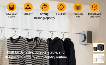 Retractable Invisible Clothesline | Freely Extends to 4.2 Meters, Holds Up to 40 Pounds, Suitable for Balcony Bathroom Outdoor Use, Essential for Small Spaces(black)