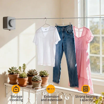 Retractable Invisible Clothesline | Freely Extends to 4.2 Meters, Holds Up to 40 Pounds, Suitable for Balcony Bathroom Outdoor Use, Essential for Small Spaces(white)