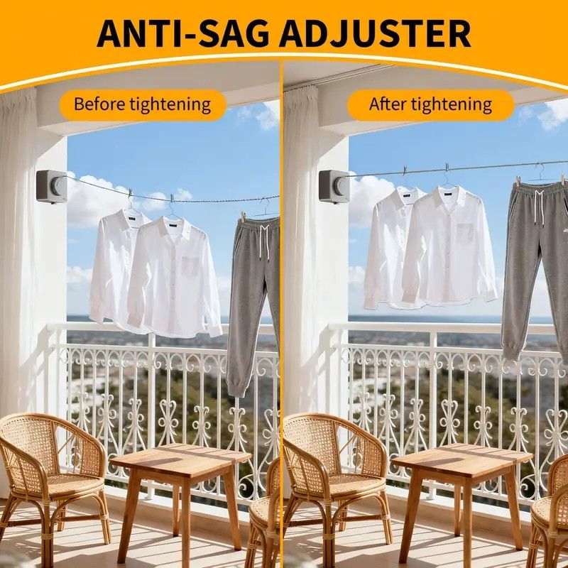 Retractable Invisible Clothesline | Freely Extends to 4.2 Meters, Holds Up to 40 Pounds, Suitable for Balcony Bathroom Outdoor Use, Essential for Small Spaces(white)