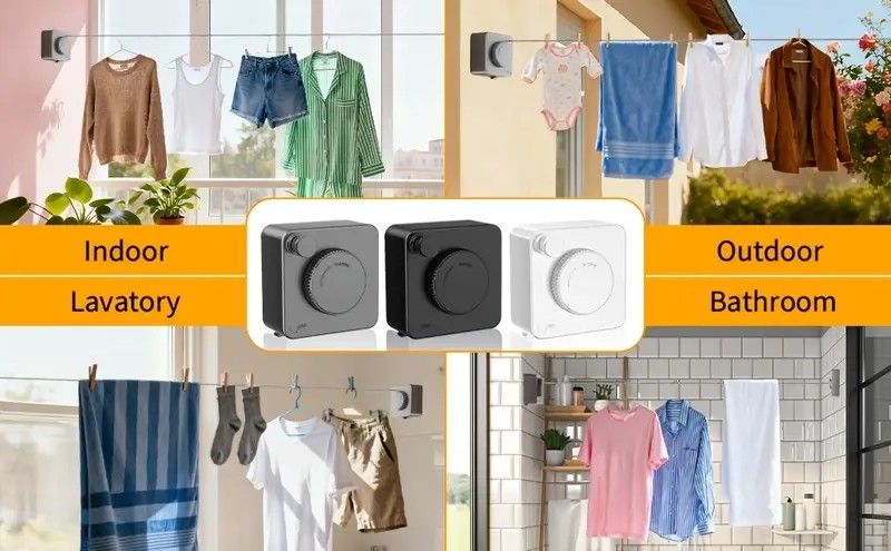 Retractable Invisible Clothesline | Freely Extends to 4.2 Meters, Holds Up to 40 Pounds, Suitable for Balcony Bathroom Outdoor Use, Essential for Small Spaces(white)