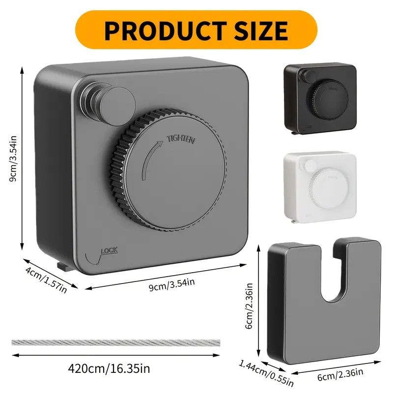 Retractable Invisible Clothesline | Freely Extends to 4.2 Meters, Holds Up to 40 Pounds, Suitable for Balcony Bathroom Outdoor Use, Essential for Small Spaces(white)