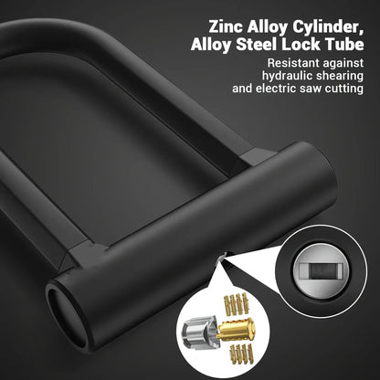 Heavy-Duty Silicone U-Lock – 17mm Alloy Steel Shackle, Anti-Cut & Anti-Saw, Double-Open Locking, Scratch-Proof Silicone Coating, Universal for Bicycles & Motorcycles