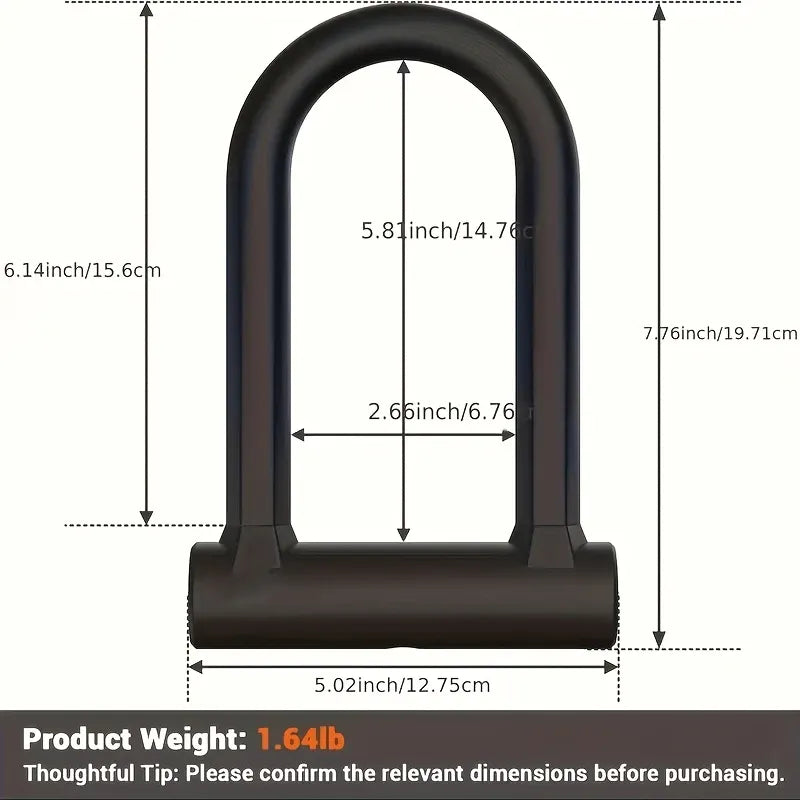 Heavy-Duty Silicone U-Lock – 17mm Alloy Steel Shackle, Anti-Cut & Anti-Saw, Double-Open Locking, Scratch-Proof Silicone Coating, Universal for Bicycles & Motorcycles