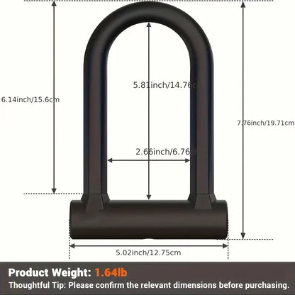 Heavy-Duty Silicone U-Lock – 17mm Alloy Steel Shackle, Anti-Cut & Anti-Saw, Double-Open Locking, Scratch-Proof Silicone Coating, Universal for Bicycles & Motorcycles