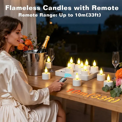 12-Pack Rechargeable LED Tea Lights, Smart Remote Control, Flameless Safe Romance, All-Scene Ambiance Essential