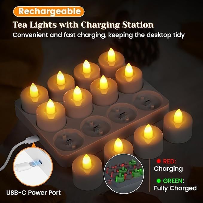 12-Pack Rechargeable LED Tea Lights, Smart Remote Control, Flameless Safe Romance, All-Scene Ambiance Essential