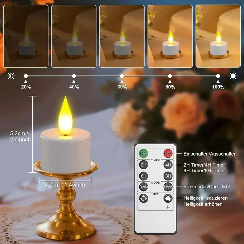 12-Pack Rechargeable LED Tea Lights, Smart Remote Control, Flameless Safe Romance, All-Scene Ambiance Essential