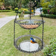 Chain-hung Double-layer Bird Feeder, transparent bowls for easy observation, thickened iron chain for stable load-bearing, adding natural vitality and bird-watching fun to your courtyard./BLACK