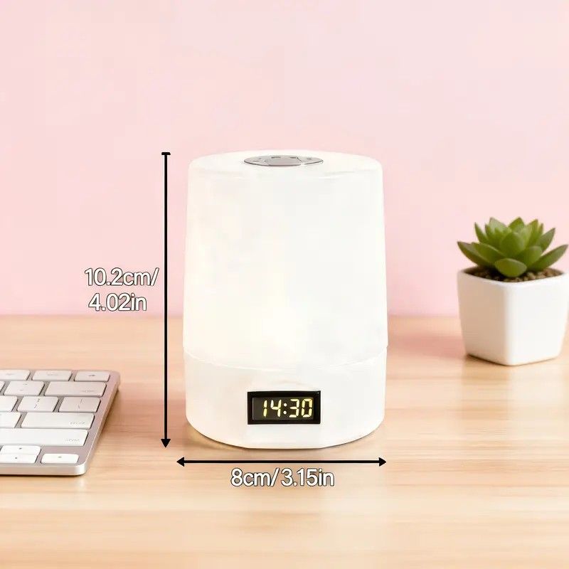 Smart LED Night Light with Clock, Rechargeable Lithium Battery, Remote Control, Suitable for Camping and Bedroom, Soft Glow Eye Protection, Dimmable Color Temperature, Long-Lasting Battery Life for Peaceful Sleep