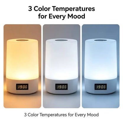 Smart LED Night Light with Clock, Rechargeable Lithium Battery, Remote Control, Suitable for Camping and Bedroom, Soft Glow Eye Protection, Dimmable Color Temperature, Long-Lasting Battery Life for Peaceful Sleep
