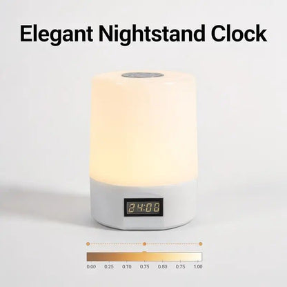 Smart LED Night Light with Clock, Rechargeable Lithium Battery, Remote Control, Suitable for Camping and Bedroom, Soft Glow Eye Protection, Dimmable Color Temperature, Long-Lasting Battery Life for Peaceful Sleep
