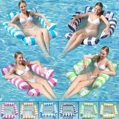 Pool Inflatable Float: Foldable Striped Floating Bed, Stable Single-Person Lounge Chair, Portable Water Recreation Companion.ORANGE