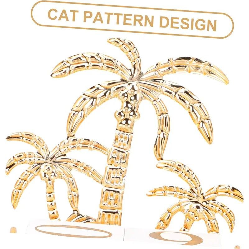 Wood and Iron Desktop Calendar, Gold Palm Tree Design, Manual Flip Pages for Free Date Combination, Compact and Exquisite, Both Practical and Decorative, Enhances Space Style.