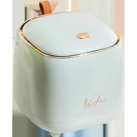 Press-Type Trash Bag Bin, Luxury Waste Bin, Car/Home/Office/Desktop/Dining Table Storage Cylinder Trash Can, Creative Flip-Top Square Storage Box, Side Table with Lid Storage Bucket.aqua