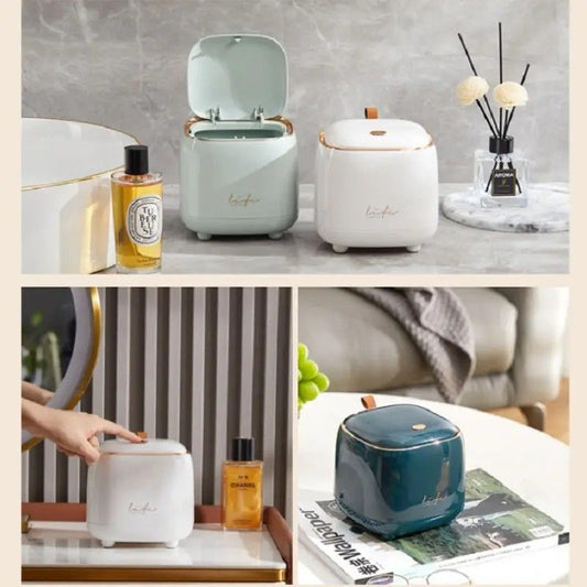 Press-Type Trash Bag Bin, Luxury Waste Bin, Car/Home/Office/Desktop/Dining Table Storage Cylinder Trash Can, Creative Flip-Top Square Storage Box, Side Table with Lid Storage Bucket.aqua