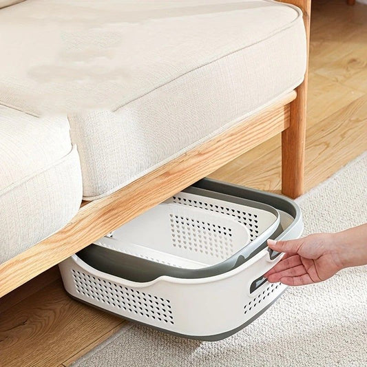 Multi-functional Folding Laundry Basket: Hassle-free Storage, One Basket for All Your Clothes Sorting.Light grey