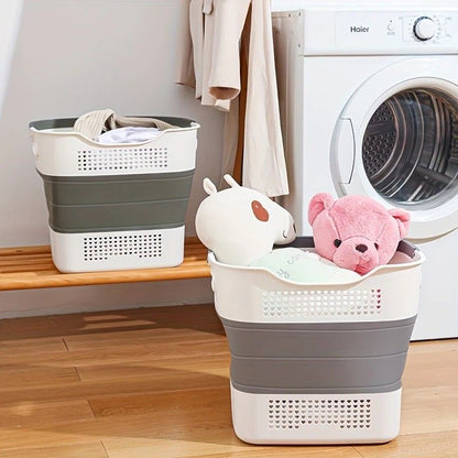 Multi-functional Folding Laundry Basket: Hassle-free Storage, One Basket for All Your Clothes Sorting.Light grey