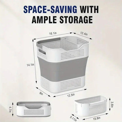 Multi-functional Folding Laundry Basket: Hassle-free Storage, One Basket for All Your Clothes Sorting.dull grey