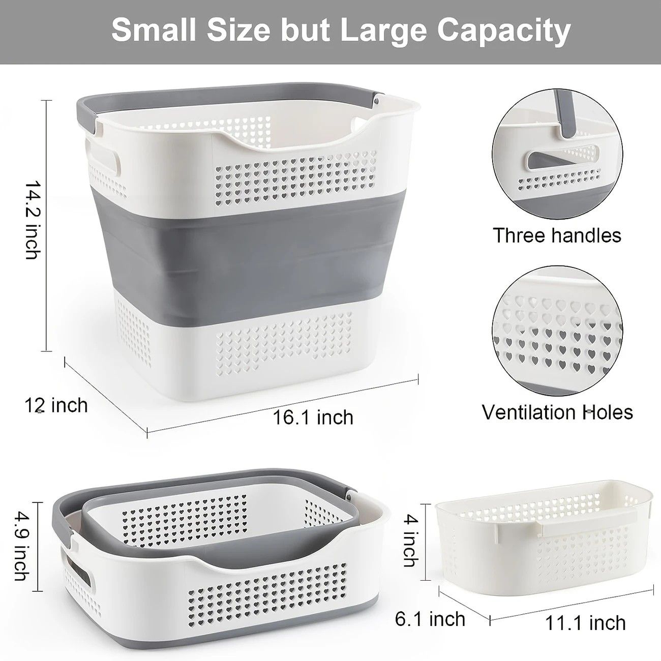Multi-functional Folding Laundry Basket: Hassle-free Storage, One Basket for All Your Clothes Sorting.dull grey
