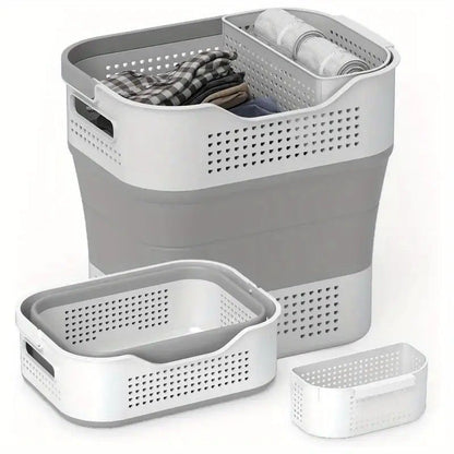 Multi-functional Folding Laundry Basket: Hassle-free Storage, One Basket for All Your Clothes Sorting.light brown