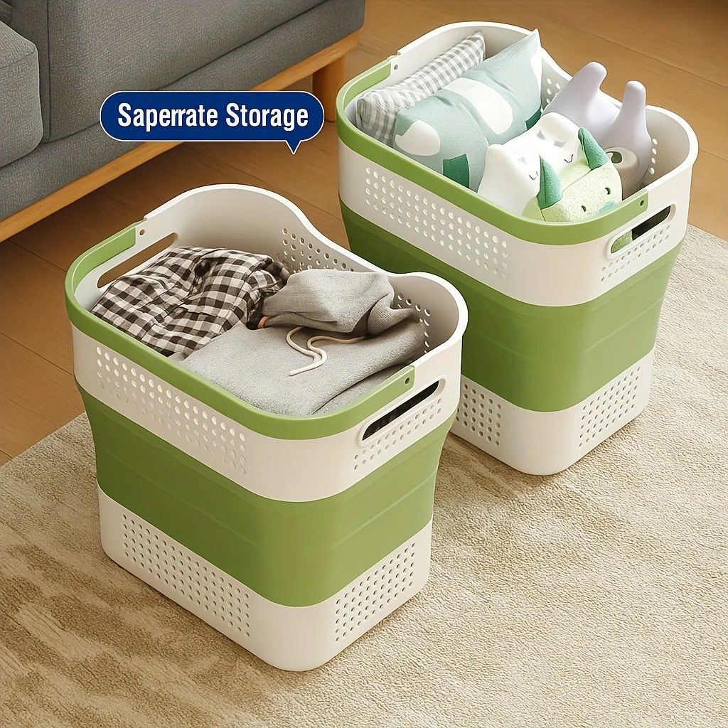Multi-functional Folding Laundry Basket: Hassle-free Storage, One Basket for All Your Clothes Sorting.light brown