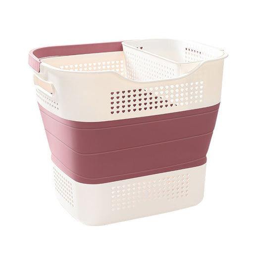 Multi-functional Folding Laundry Basket: Hassle-free Storage, One Basket for All Your Clothes Sorting.purplish red