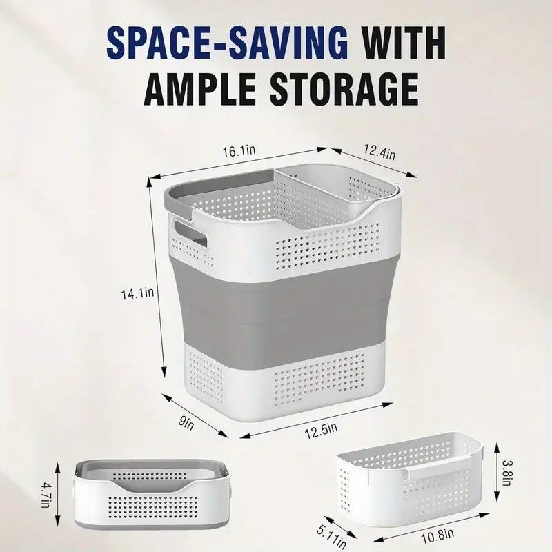 Multi-functional Folding Laundry Basket: Hassle-free Storage, One Basket for All Your Clothes Sorting.purplish red