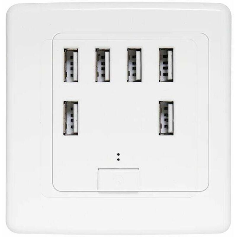 USB Wall Plug, 220V 4A Charging Panel, 6 USB Ports Fast Charging