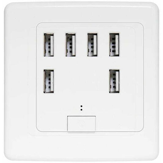USB Wall Plug, 220V 4A Charging Panel, 6 USB Ports Fast Charging