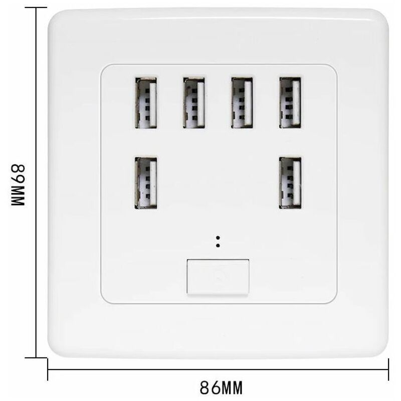 USB Wall Plug, 220V 4A Charging Panel, 6 USB Ports Fast Charging