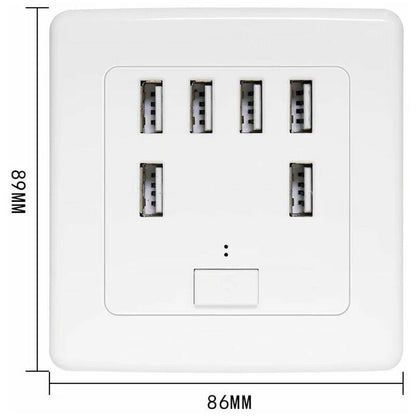 USB Wall Plug, 220V 4A Charging Panel, 6 USB Ports Fast Charging