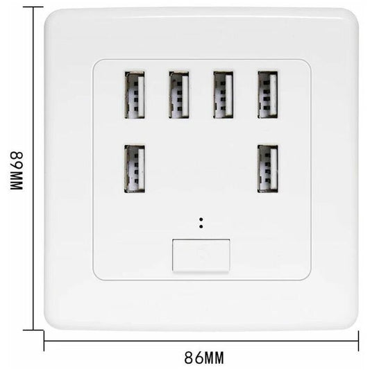 USB Wall Plug, 220V 4A Charging Panel, 6 USB Ports Fast Charging