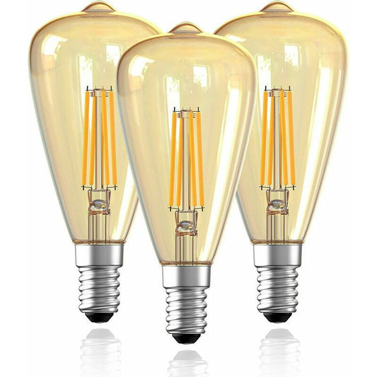 3 Pcs Vintage E14 Bulb Edison LED Bulb ST48 E14 Retro Decorative Lamp Vintage Antique 4W Warm Filament for Restaurant Cafe Bar White