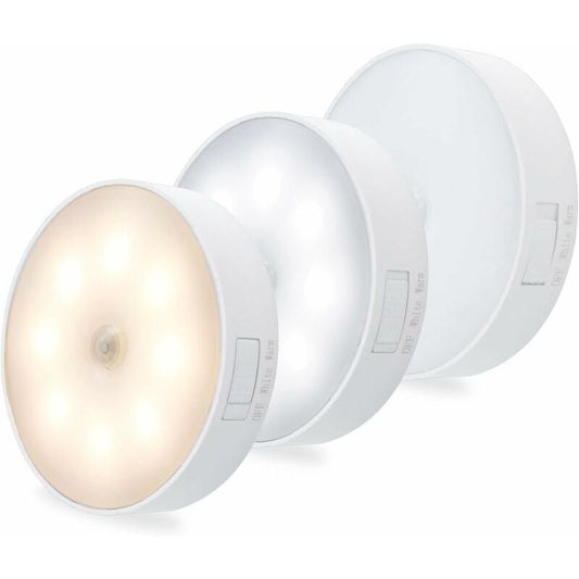 3 Pcs Indoor Motion Sensor LED Night Light Garage, Bedroom Corridor, Staircase USB Rechargeable LED Lamp