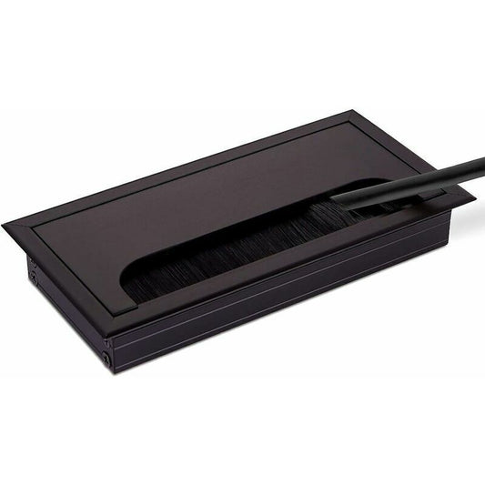 2 Pcs Rectangular Cable Cover for Recessed Installation on Desk Black, Cable Cover Cable Grommet Anodized Aluminum, 80 X 280 mm, 280 mm