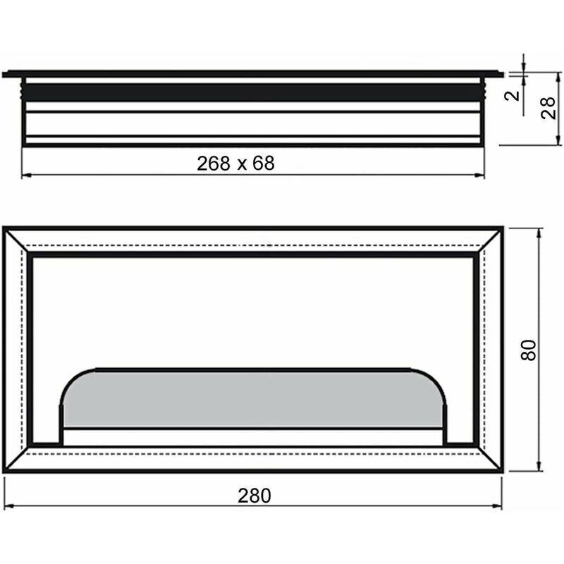 2 Pcs Rectangular Cable Cover for Recessed Installation on Desk Black, Cable Cover Cable Grommet Anodized Aluminum, 80 X 280 mm, 280 mm