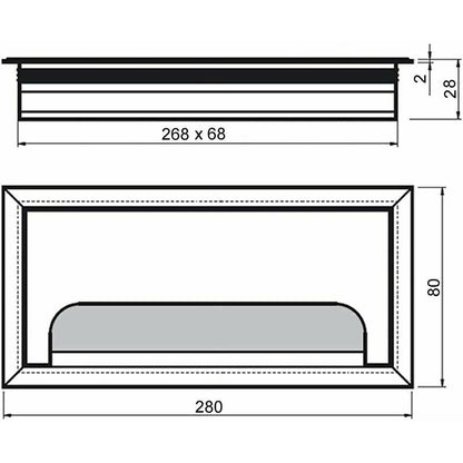 2 Pcs Rectangular Cable Cover for Recessed Installation on Desk Black, Cable Cover Cable Grommet Anodized Aluminum, 80 X 280 mm, 280 mm