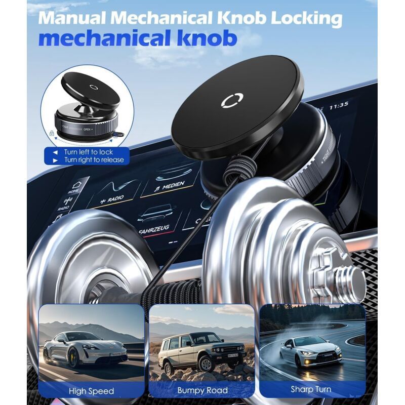 Magnetic Suction Cup Car Phone Holder Compatible with MagSafe Black, for Mirror and Glass and Gym