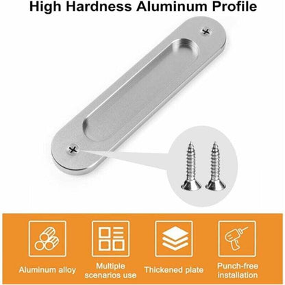 2 Pcs Oval Sliding Door Handles in Matte Aluminum Alloy with Screws for Barn Doors