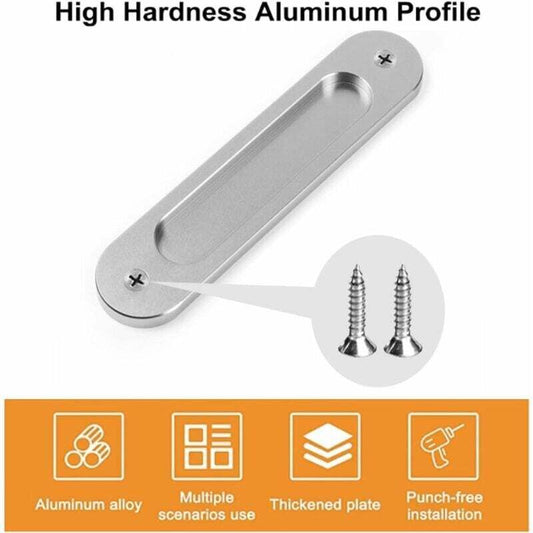 2 Pcs Oval Sliding Door Handles in Matte Aluminum Alloy with Screws for Barn Doors