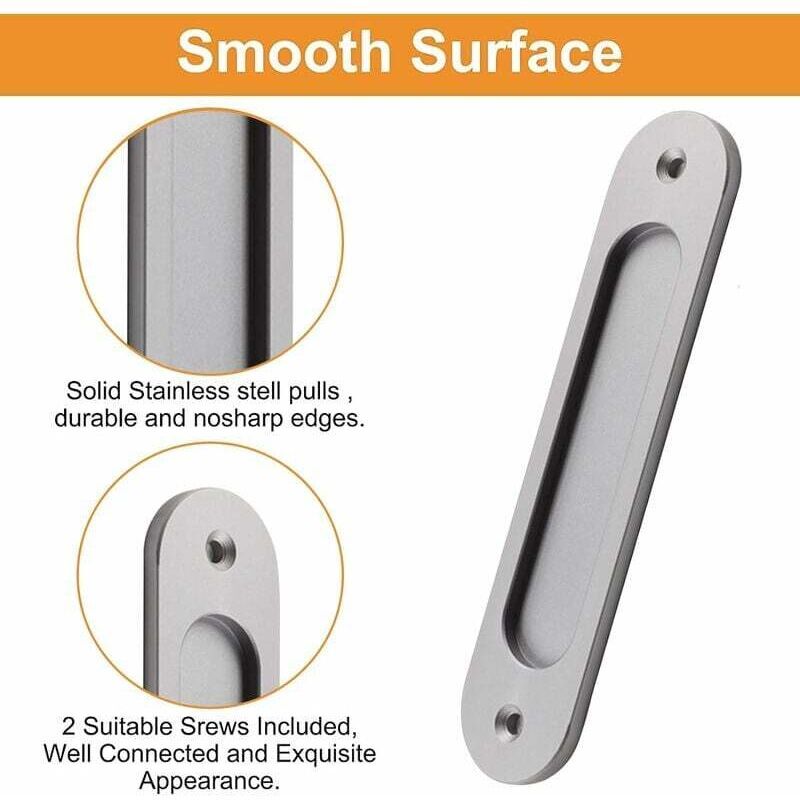 2 Pcs Oval Sliding Door Handles in Matte Aluminum Alloy with Screws for Barn Doors